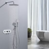 Sistema Doccia Incasso Cromato Termostatico 40°C, Soffione 12" e Doccetta 4 Funzioni, Corpo in Ottone con Scatola Incasso, Doppio Controllo, Set Doccia