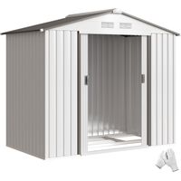 Cabane de jardin 213x130x185 cm Cobertizo Metálico de Outside para Almacenamiento de Herramientas blanc