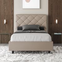 Letto matrimoniale francese contenitore imbottito 140x190 similpelle tortora Priya