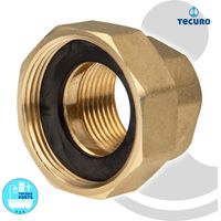 tecuro Pumpenverschraubung ÜWM 1 1/2 x IG 1 Zoll DN 25 -flachdichtend - Messing blank