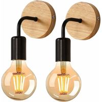 2er-Pack industrielle Wandleuchten für den Innenbereich, Holz-Wandleuchten, Schwarz, Metall-Wandlampe, Retro-Wanddekoration, für Wohnzimmer und Schlafzimmer. Leuchtmittel nicht enthalten.
