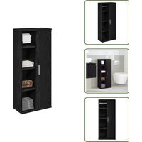 Meuble de salle de bain avec porte-rouleau noir 39x22x90 cm - Meuble De Salle De Bain - Meubles De Salle De Bain - Meuble De Rangement De Salle De Bain - Meuble De Rangement De Toilette