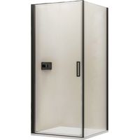 BERNSTEIN - Box doccia angolare 80x80x195cm (LxPxH) vetro 8mm, 1 anta battente 80cm, profilo nero opaco - NT416 80 cm, 80 cm, Nero opaco