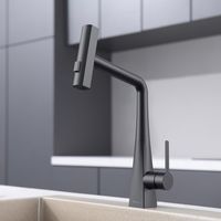 Küchenarmatur mit Ausziehbrause und Schwenkdüse, Drei-Wege-Brausearmatur, Mischbatterie mit Ausziehbrause, 360° Schwenkbar, Schwarz