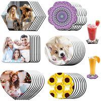 42 Pcs Sublimation Coasters Heat Transfer Blank Cup Mat Waterproof for DIY Home Kitchen Decor