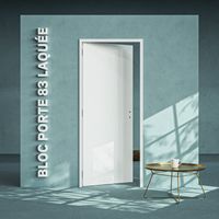 Bloc-Porte Blanc Laqué Plane H. 204 x l. 83 cm - Poussant Gauche