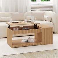 Table basse plateau relevable rectangulaire JULIETTE avec coffre effet lattes