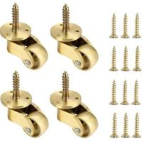 4 rotelle universali in ottone per mobili, rotelle in ottone massiccio, rotelle girevoli a 360 gradi, capacità di carico 75 kg, viti incluse.