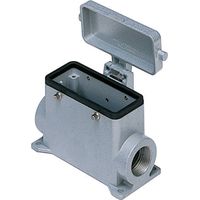 embase saillie - 4 pivots - avec joint et couvercle alu - 2 entrées pg21 - gabarit 77.27 - ilme chp16cs2
