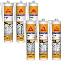 Confezione da 6 sigillanti siliconici elastici SIKA Sikaseal-162 Vitrage - Bianco - 300ml