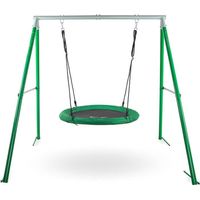 Balançoire ronde enfant – Métal – Vert – Charge 150 kg – Hauteur réglable – Diamètre 102 cm – Norme de sécurité EN71