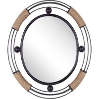 Beliani – Miroir mural ovale 55 x 50 cm – Cadre en métal noir décoratif – Finition peinte – Pour entrée, salon ou chambre moderne et industrielle