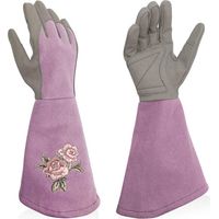 Gants de jardinage femme en cuir, manches longues résistants aux perforations, broderie délicate, taille L/9 – DELKEVIC