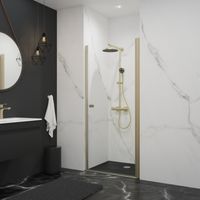 Porte de douche pivotante, verre 5 mm anticalcaire, style, profilé or mat, Schulte, hauteur 192 cm, largeur 100 cm