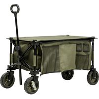 Carro plegable transporte mango telescópico tablero plegable 5 bolsillos playa 108x55x93 cm vert