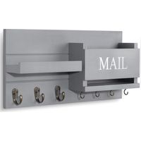 Porte-courrier mural avec étagère – porte-clés et crochets intégrés, organisateur pour entrée, hall et rangement domestique