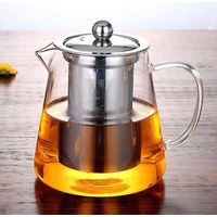 Théière en Verre Transparente avec Infuseur Amovible en Acier Inoxydable Injecteur en verre pour fleurs en vrac, 550ml