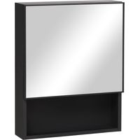 Hibi Mono Stainless Steel Wall-Mounted Bathroom Cabinet with Mirror, 2 Interior Shelves & Glass Shelf, 46x13.5x58cm