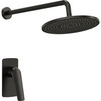 EVERSTEIN Unterputz Duschsystem Regendusche Kopfbrause Einbau: Schwarz Matt Duscharmatur mit runder 9 Zoll Kopfbrause, Einhebelmischer Messingventil Wandmontage G1/2 Badezimmer Dusche Modern Sanitär