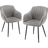 Goeurvant Sillas de comedor minimalistas con asiento ancho y reposabrazos ergonómicos, combinación de confort y elegancia - Juego de 2 - Gris claro