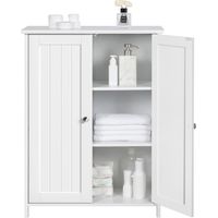 Yaheetech Mobile da Bagno Mobiletto da Terra Autoportante Armadietto con 2 Ante e Ripiani Regolabili da Cucina Soggiorno Corridoio Ingresso 60 x 30 x 80,5 cm Bianco