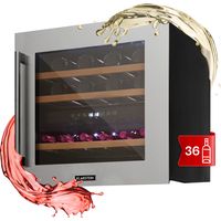 Klarstein – Cave à vin encastrable 36 bouteilles – Double zone de température 5-22°C – Éclairage LED – Porte en verre anti-UV – Moteur silencieux 41 dB