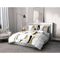Parure de couette 2 pieces coton 57 fils blanche et noir 140x200 cm - ATTOLL