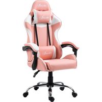 Silla de escritorio inclinable 135° reposacabezas cojín lumbar 63x67x122-130 cm Rose