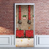 77 X 200 Cm Sticker Portefautocollant Poster De Porte 3d Pre Nol Donnant Aux Enfants Des Cadeaux De Nol Vinyle Affiche De Porte Sticker Mural Papi