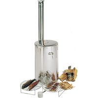 Poolstar – Fumoir multifonction pour bois – Acier inoxydable – Ø 420 mm, hauteur 700 mm – 2 grilles chrome incluses – Utilisation sans fumée