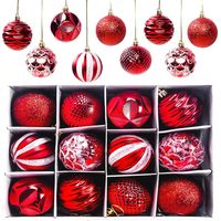 Boules de Noël, 12 pièces Boules d'arbre de Noël Boules de Noël, Décorations d'arbre de Noël Mat et Brillant Boules d'arbre de Noël Scintillantes ∅ 6CM (Rouge)