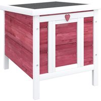Conigliera in Legno con Tetto Apribile Asfalto, Rampa Antiscivolo, 51x42x43 cm, Rosso