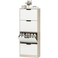 Scarpiera Salvaspazio Slim 4 Cassetti 20 Paia 62,5x26x156 cm Bois Blanc