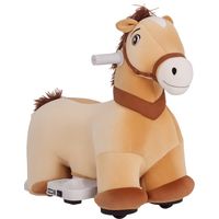 AIYAPLAY 6V Kinder Elektroauto in Pferdform, 2 km/h Kinderfahrzeug mit Musik, Aufsitzspielzeug mit Fußpedal, Elektrisches Pferd für Kinder 1,5-3 Jahre, Braun
