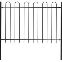 vidaXL Garden Fence with Hoop Top Steel 181x120 cm Black
