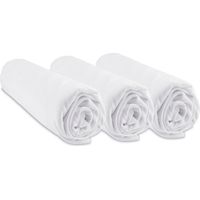 Lot de 3 Draps housse Berceau 40x80 cm extensible 40x90 Bambou - Blanc