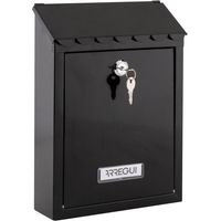 Boîte aux lettres extérieure Boîte aux lettres en acier noir avec clés Boîte aux lettres murale pour collectivités avec serr