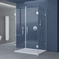 doporro cabine de douche forme U pare douche design Ravenna40 100x90x195cm montage réversible verre transparent ESG de 8mm avec revetement NANO