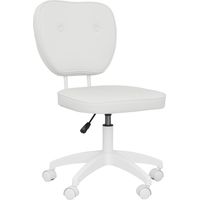 Desk chair without armrests, office chair, adjustable height, 360° swivel, 46 x 59 x 82 - 92 cm, white