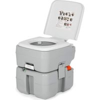 Costway – Toilettes portables 20L – Charge 200 kg – Indicateur de niveau – Toilettes camping anti-fuite – Compacte 41,5 x 36,5 x 42 cm