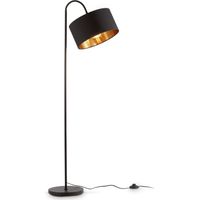 Lampadaire rétro pivotant I abat-jour en tissu noir et doré I E27 I câble de 140 cm I salon I chambre I moderne