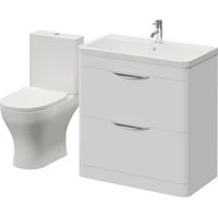 Oslo Gloss White 1350mm Vanity and Jubilee Toilet Suite with Anya Basin - 1350mm - Oslo Standard Handle