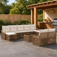 vidaXL Set Divano da Giardino 10 pz Beige polyrattan
