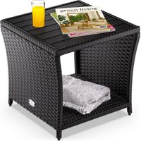 Casaria – Table d'appoint en polyrotin 45x45x40cm – Plateau WPC résistant aux intempéries – Réglable en hauteur – Capacité 80kg – Pour intérieur et extérieur