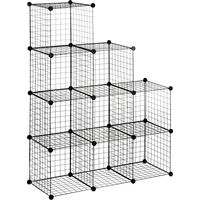 Regalsystem DIY en fil d'acier, étagère à chaussures 9 compartiments noir, pour salon, 35x35x35cm, gain de place & design moderne