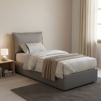 Dmora - Cama individual Dloset, Cama contenedor con revestimiento de tela, 100% Made in Italy, Apertura frontal, con colchón Cm 90x190 incluido, Gris