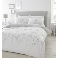 Catherine Lansfield Meadowsweet Floral Double Duvet Set White Grey