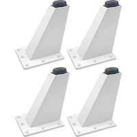 Set of 4 8cm White Aluminum Alloy Adjustable Replacement Furniture Legs-Crezuo