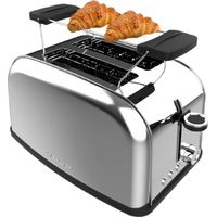 Cecotec Grille-pain vertical Toastin' time 850 Inox, 850 W de puissance, Double fente longue et large de 3,8 cm, Varillas