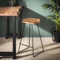 Ensemble de 4 tabourets de bar Lenn en bois d'acacia - Hauteur